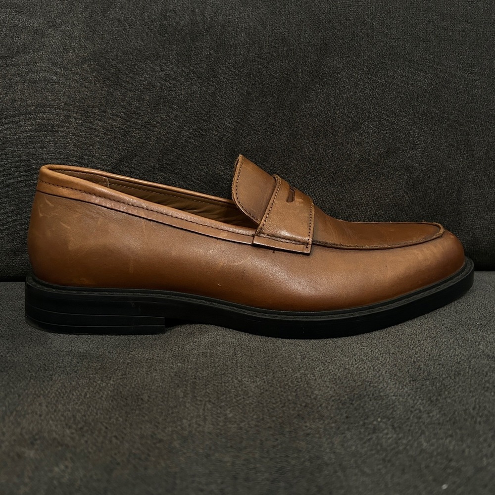 Express Penny Loafers Mens 11 Brown Leather Classic Dress Shoes Slip On Business